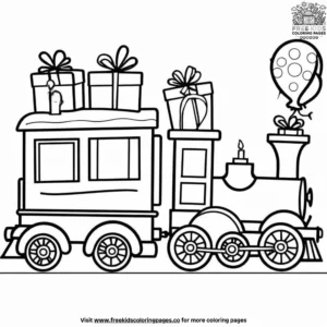 Birthday Train Full of Gifts Coloring Pages