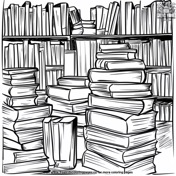 Book stacks coloring pages