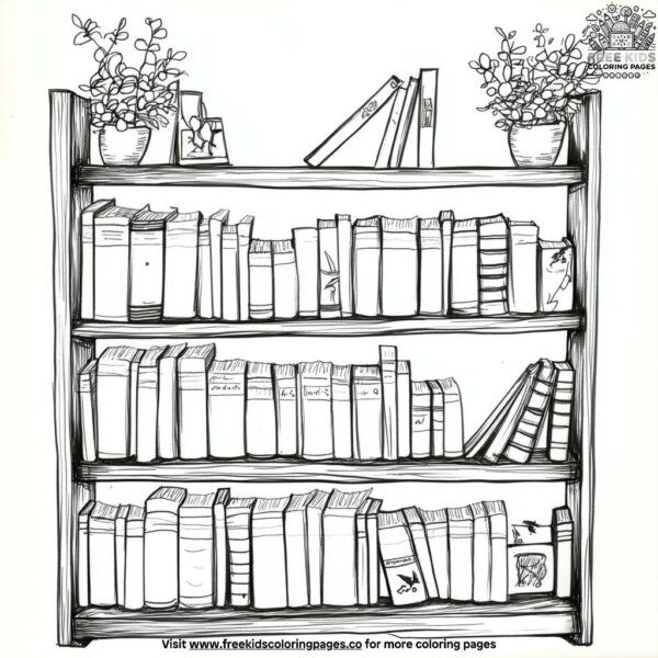 Bookshelf of memories coloring pages