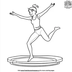 Bouncing gymnast on the trampoline coloring pages