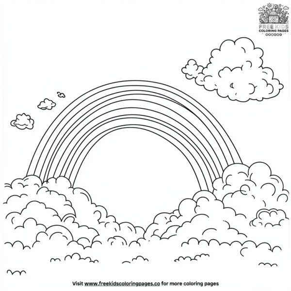 Bright rainbow in the sky coloring pages