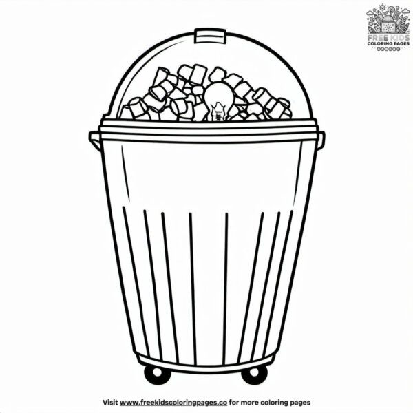 Broken light bulb in trash coloring pages