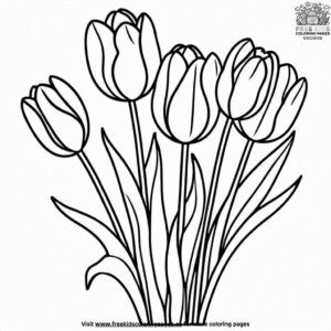 Bunch of Tulip Flowers Coloring Pages