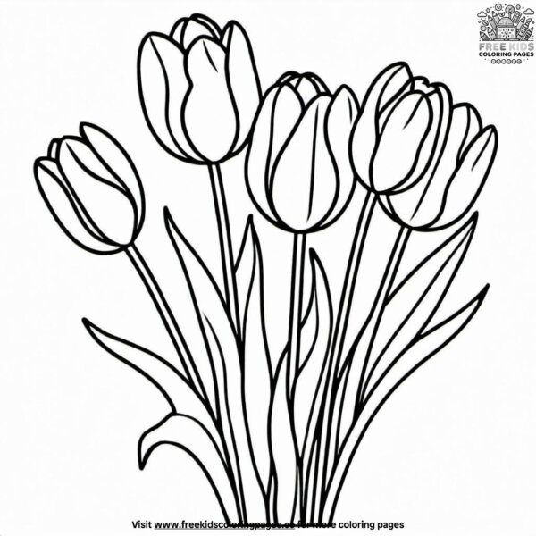 Bunch of tulip flowers coloring pages