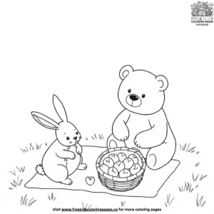 Bunny and Bear Coloring Pages