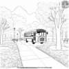 Bus in the Park Coloring Pages