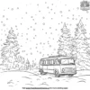 Bus in the Snow Coloring Pages