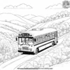 Bus on a Hill Coloring Pages