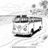 Bus on the Beach Coloring Pages