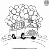 Bus with Balloons Coloring Pages