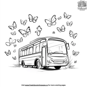 Bus with butterflies coloring pages