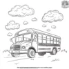 Bus with Clouds Coloring Pages