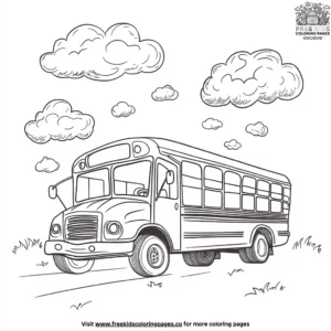 Bus with clouds coloring pages