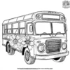 Bus with Flowers Coloring Pages