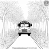 Bus with Leaves Coloring Pages