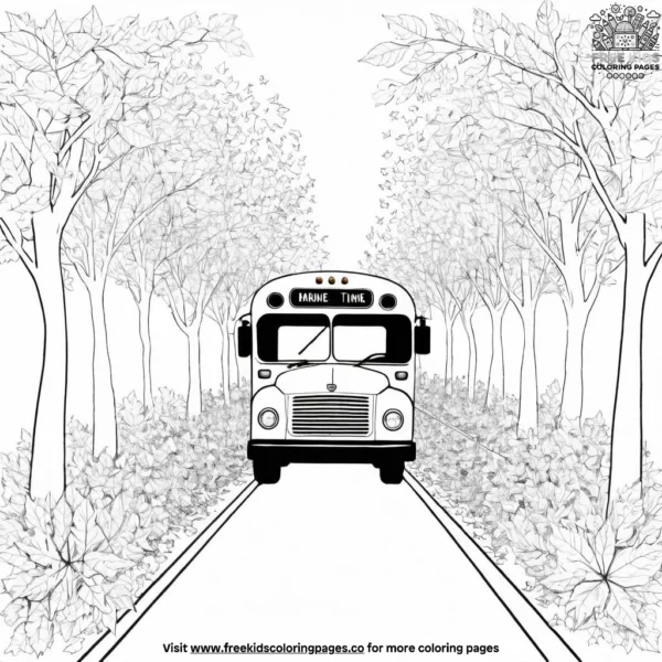 Bus with leaves coloring pages