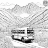 Bus with Mountains Coloring Pages