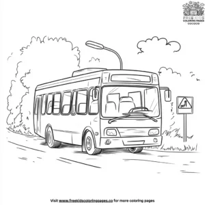 Bus with road signs coloring pages