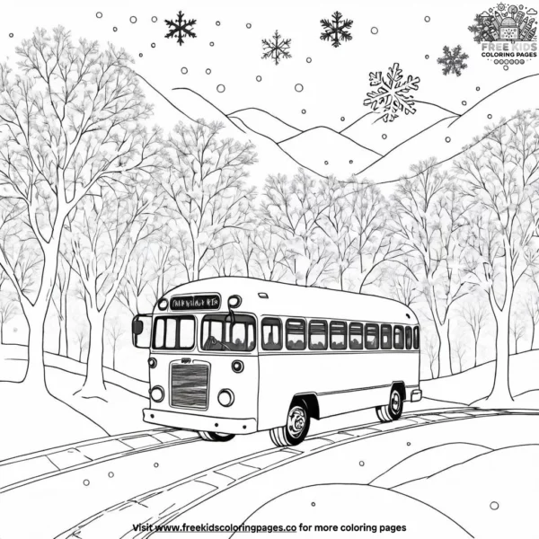 Bus with snowflakes coloring pages