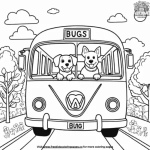 Bus with a Dog Coloring Pages