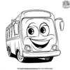 Bus with a Happy Face Coloring Pages