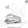 Bus with a Kite Coloring Pages