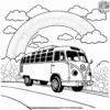 Bus with a Rainbow Trail Coloring Pages