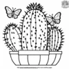 Cactus and Butterfly Coloring Pages