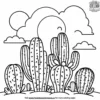 Cactus and Cloud Coloring Pages