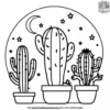 Cactus and Moon Coloring Pages