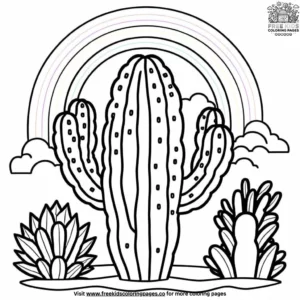 Cactus and Rainbow Coloring Pages