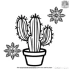 Cactus and Snowflake Coloring Pages