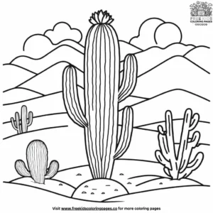 Cactus in Desert Coloring Pages