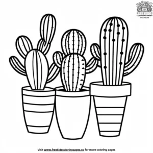 Cactus in Vase Coloring Pages