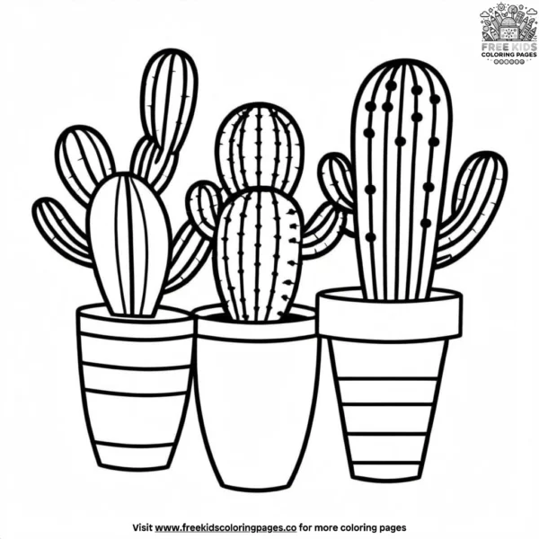 Cactus in vase coloring pages