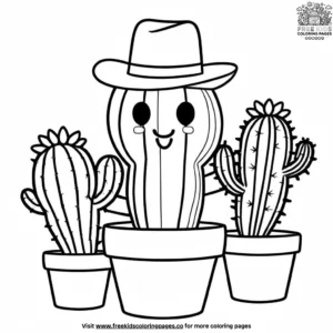 Cactus with Hat Coloring Pages