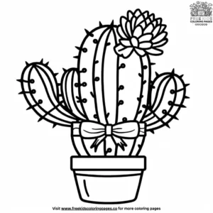 Cactus with Ribbon Coloring Pages