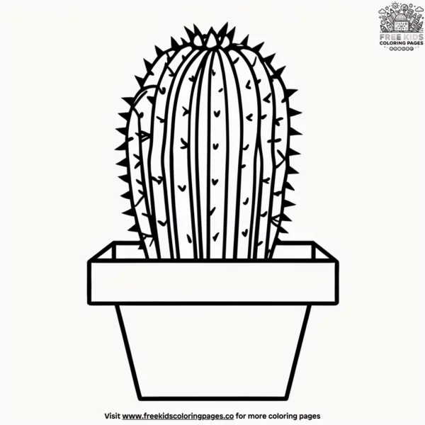 Cactus with square pot coloring pages