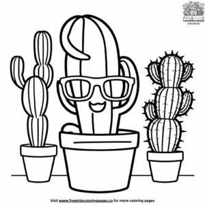 Cactus with Sunglasses Coloring Pages