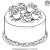 Cake With Rose Toppings Coloring Pages