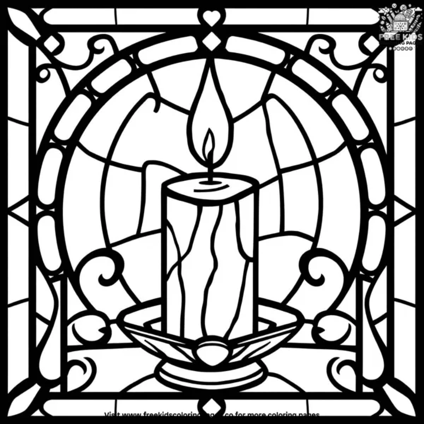 Candle stained glass coloring pages