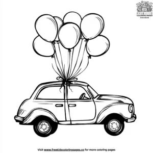 Car with Balloon Decorations Coloring Pages