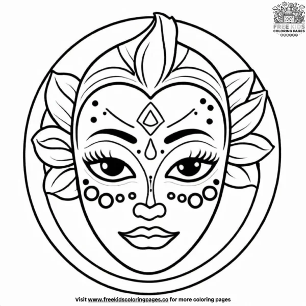 Carnival face paint palette coloring pages