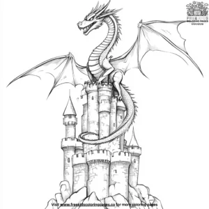 Castle Dragon Statue Coloring Pages