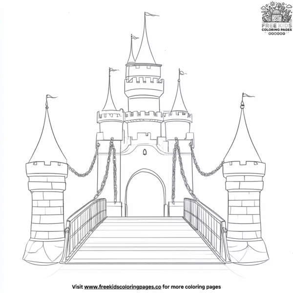 Castle drawbridge chain coloring pages