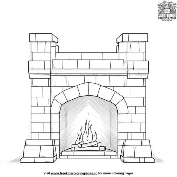 Castle fireplace coloring pages