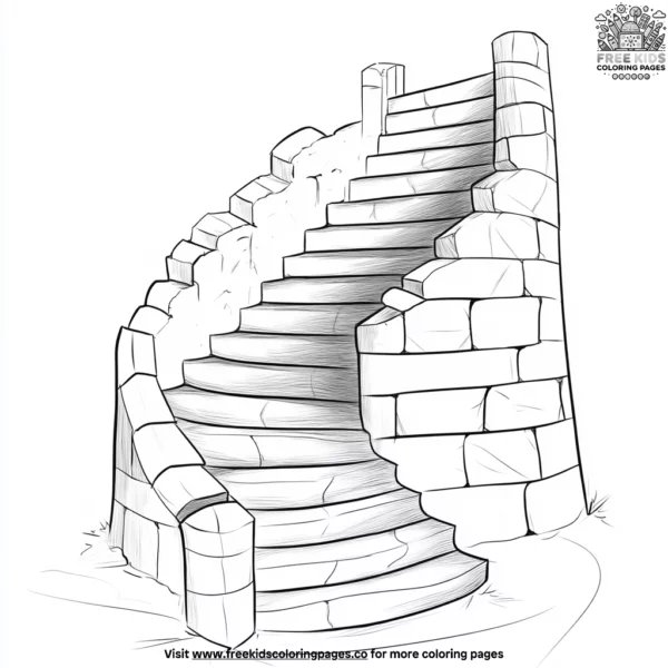 Castle tower staircase coloring pages