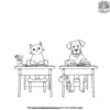 Cat And Dog At School Coloring Pages