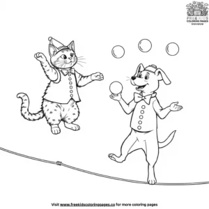 Cat And Dog At The Circus Coloring Pages