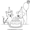 Cat And Dog Birthday Party Coloring Pages